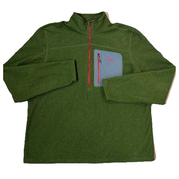 LL Bean Pullover Mens XL Green Half Zip Fleece Outdoors Slightly Fitted Hiking - Picture 5 of 9